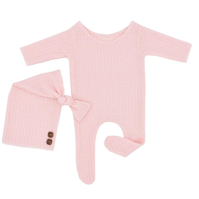 Newborn Photography Knitted One-piece Long Tailed Hat Two-piece Set