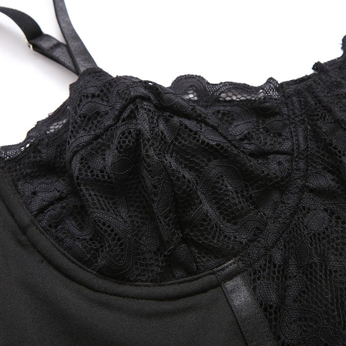 Lace Sexy Tanks Tops Women Slim Black Vest