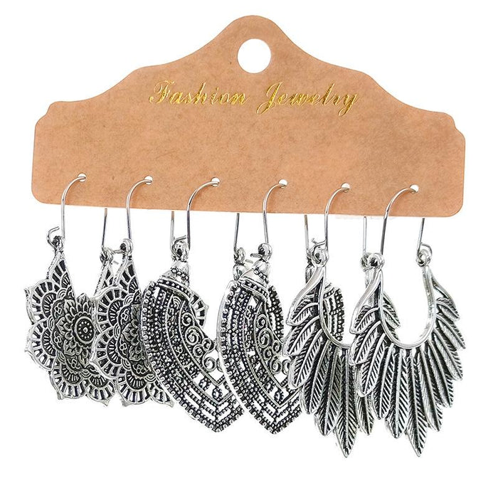 3 pairs/set Earrings Bohemian Style Jewelry X0X36195