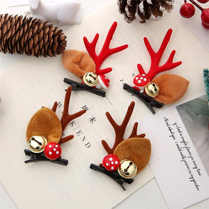 Christmas Antler Hairpin Elk Ear Bell Clip Cute Headwear