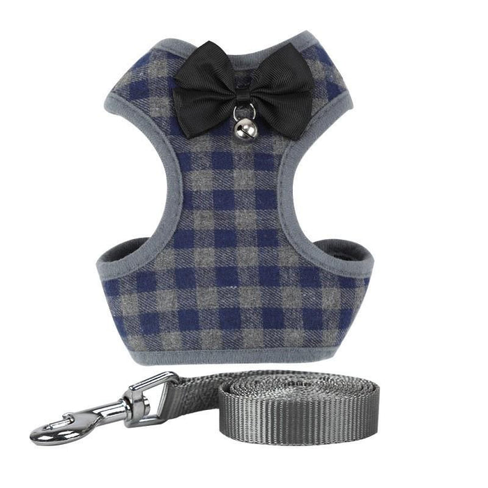 Plaid Evening Dress Small Dog Harness Vest With Leash Pitbull Mesh Puppy Harness Beagle Pet Accessories Cats Products For Pets
