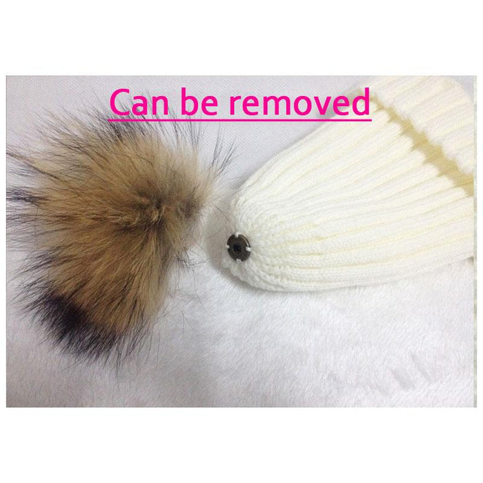 Winter Brand Female Fur Pom Poms hat
