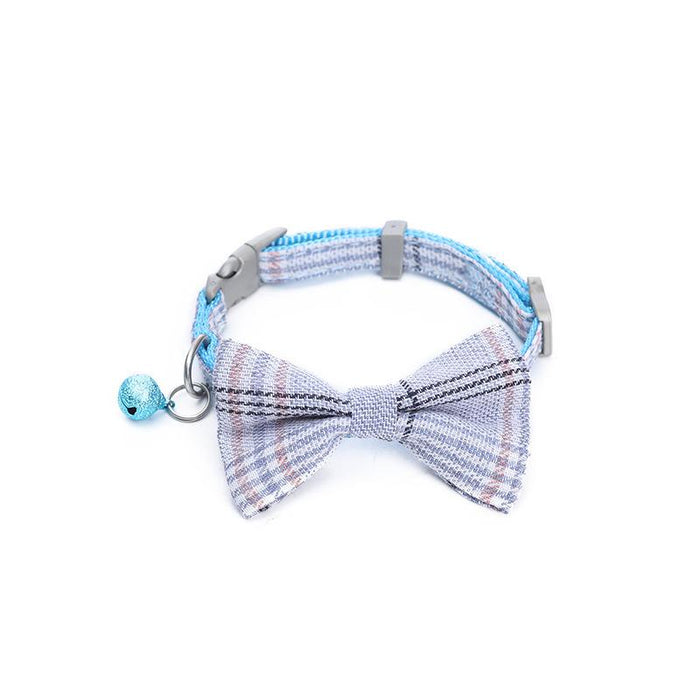 Plaid Bow-knot Small Dog Collar Perro Adjustable Polyester Puppy Collier Chien Medium Dog Pet Accessories Cats Products For Pets