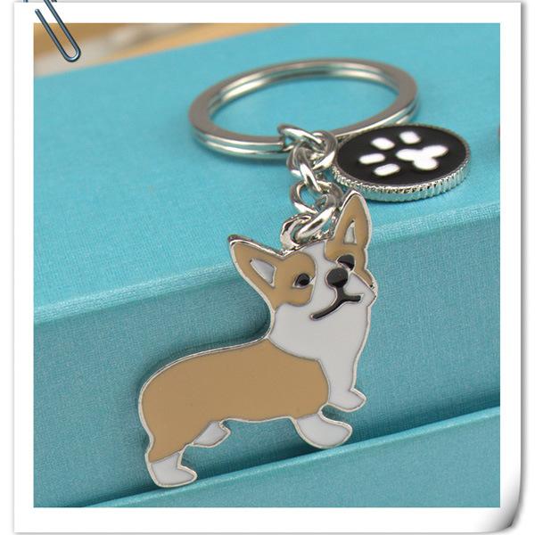 Multicolor Pet Dog Painted Zinc Alloy Keychain