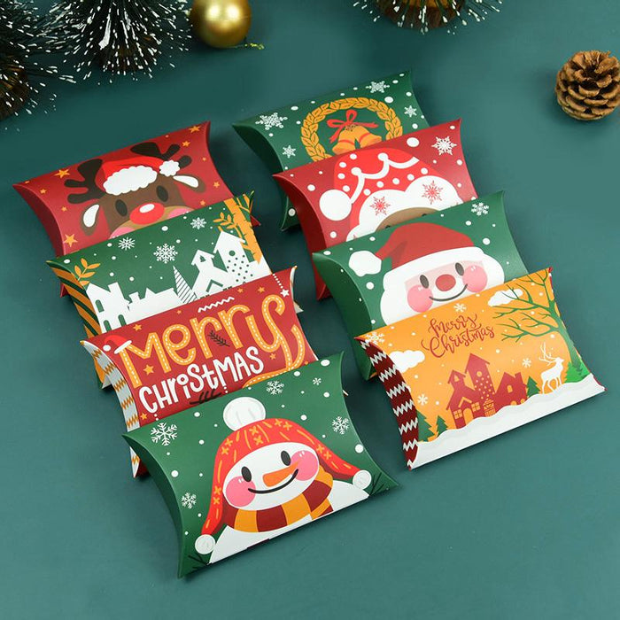50Pcs Christmas Pillow Shape Candy Box