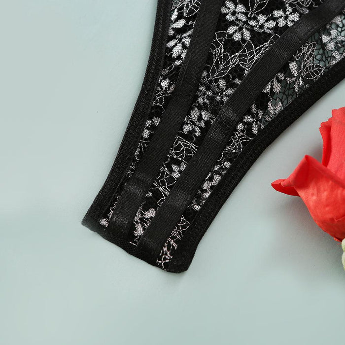 Two-color Lace Mesh Underwear Sexy Stitching Lingerie Set