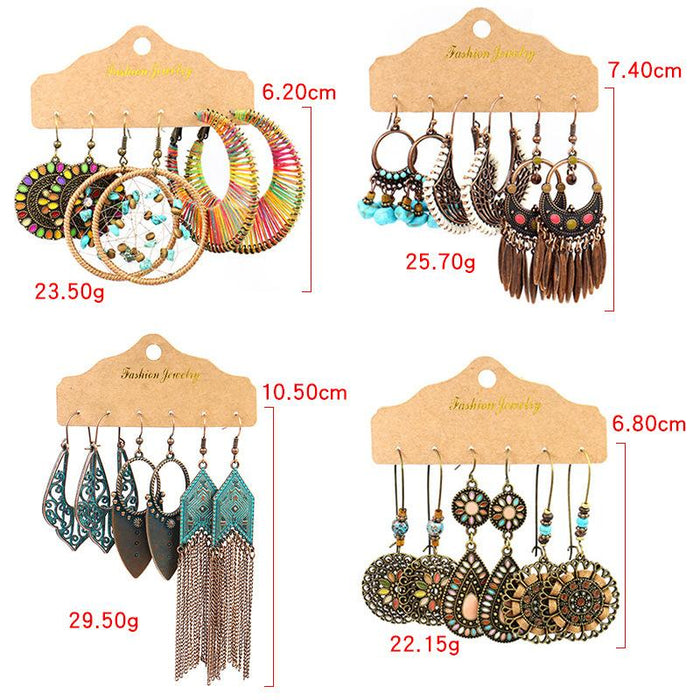 3 pairs/set Earrings Bohemian Style Jewelry X0X36193