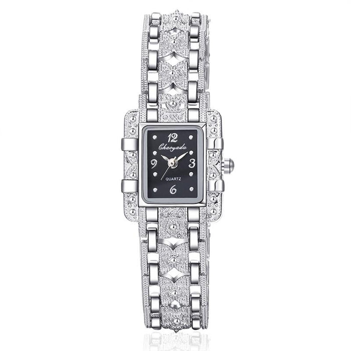 Women Watch Rectangle Dial Silver Stainless Steel Watches