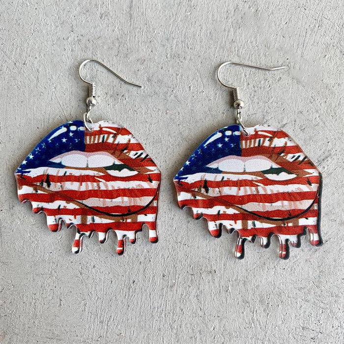 Lip Acrylic Resin Flag Earrings
