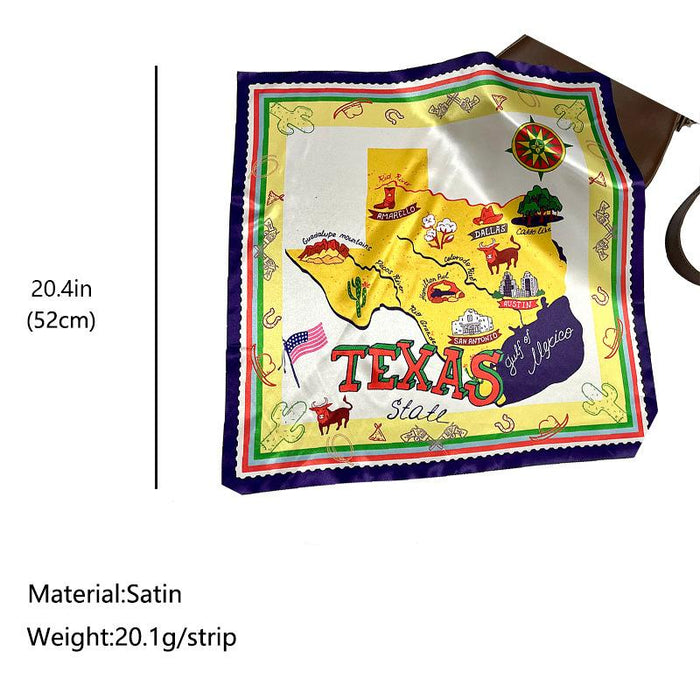 Women's Western Denim Element Square Scarf 52cm Printed Scarf