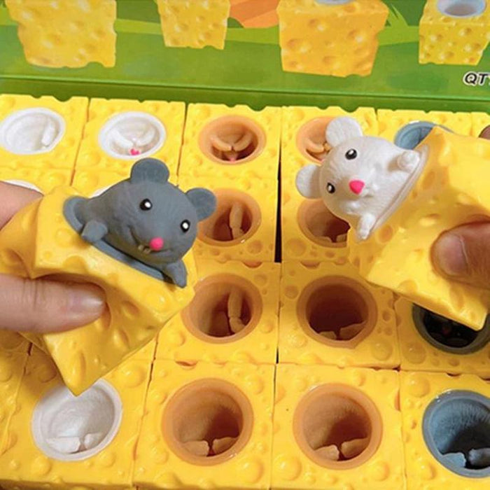 Pop Up Funny Mouse And Cheese Block Squeeze Anti-stress Toy