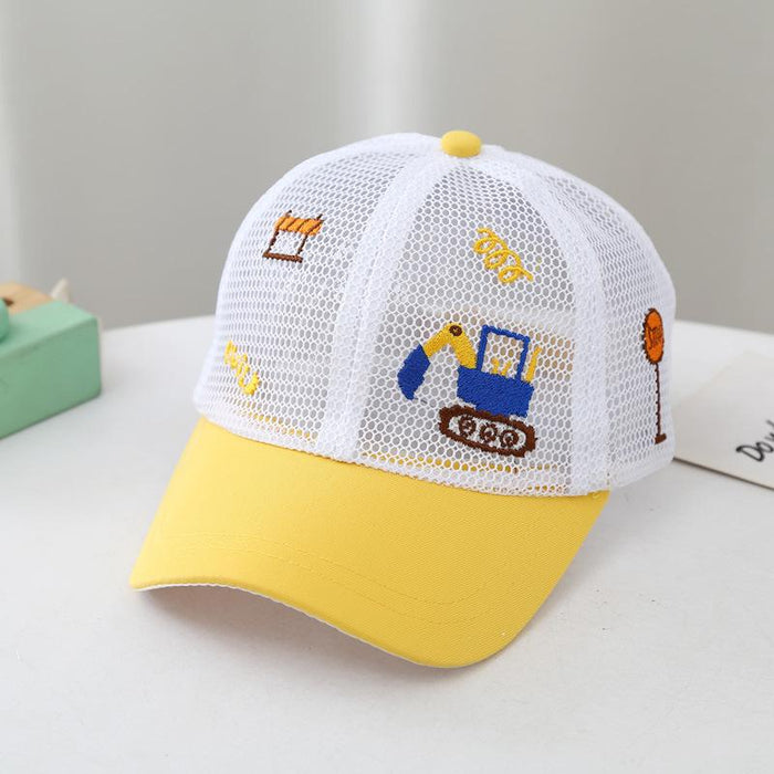 Children's Summer Cartoon Small Excavator Sunshade Net Cap