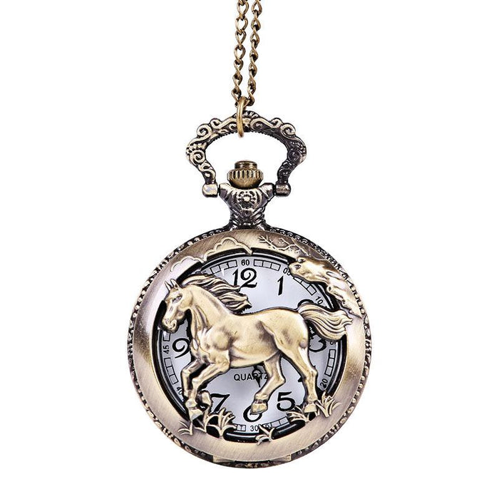 Nostalgic Carved Mercedes Benz Steed Pocket Watch