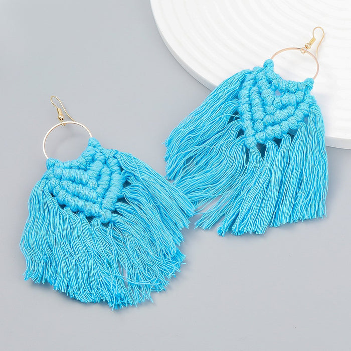 Women's Bohemian Cotton Thread Woven Tassel Earrings