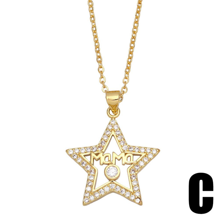 Simple, Light and Extravagant, Small Crowd Design, Zircon Inlaid Five Pointed Star Necklace