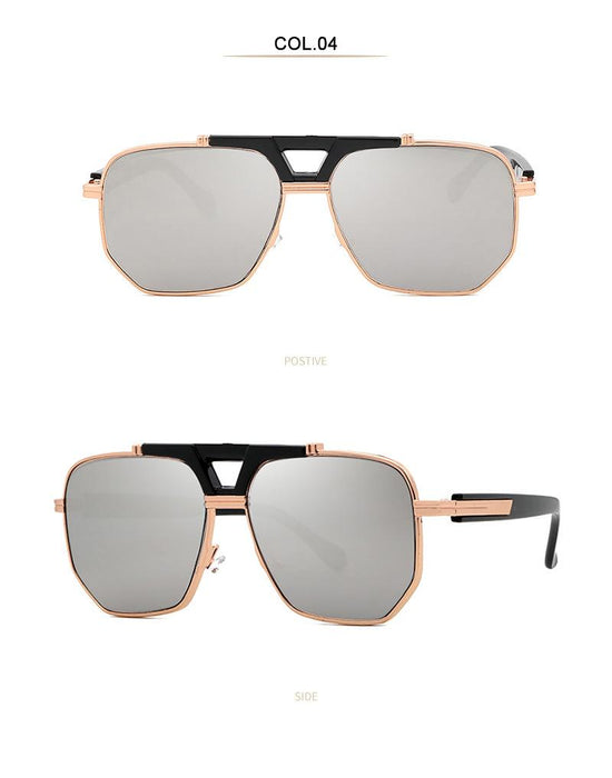 Men's and women's metal double beam Sunglasses