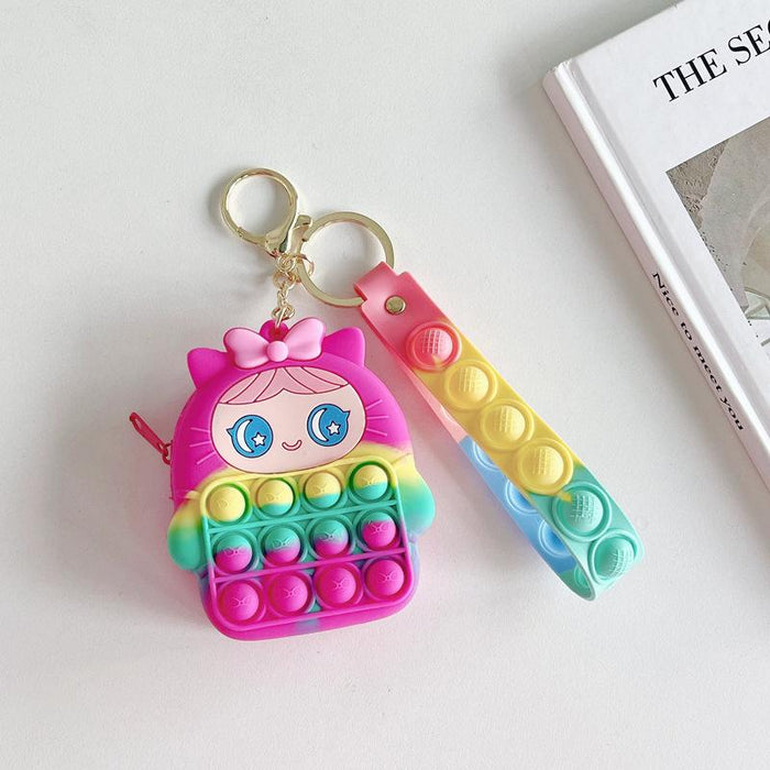 Cartoon creative silicone mini bag rabbit pendant keychain