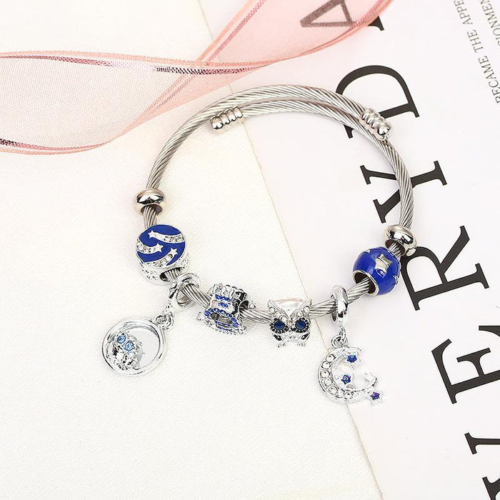 Couple Bracelet Owl Beaded Titanium Steel Bracelet