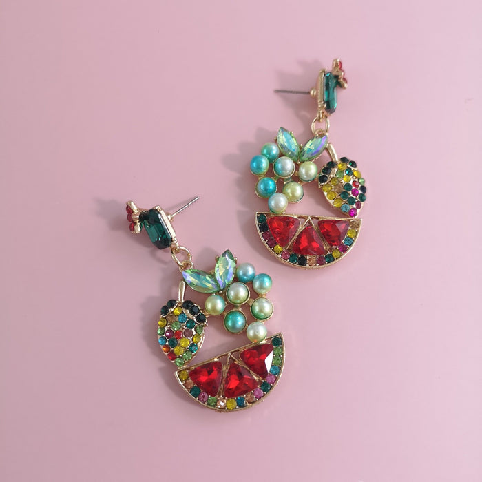 New Hollow Out Pearl Imitation Earrings Accessories Inlaid Rhinestone