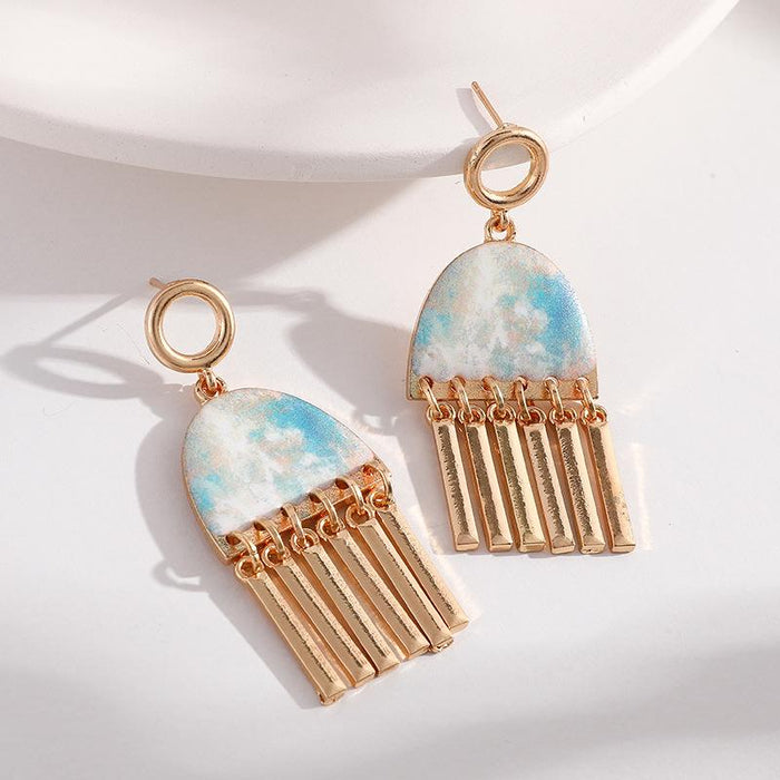 Simple Fashion Tassel Oil Painting Women's Earrings