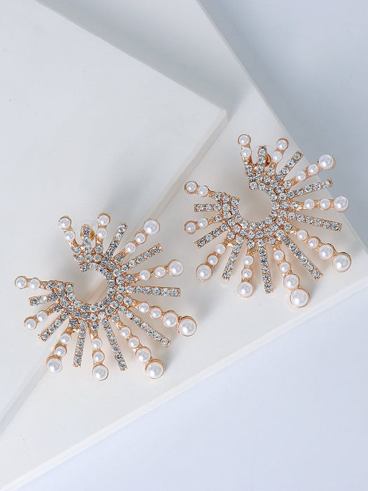 New Female Creative Fashion Sunflower Earrings Accessories Inlaid Rhinestone