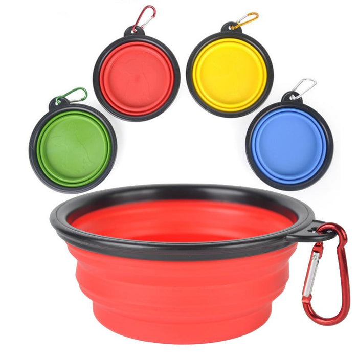 1000ML Silicone Dog Feeding Bowl With Carabiner Folding Cat Bowl