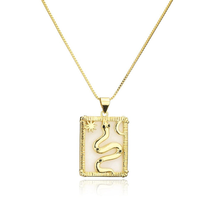 Vintage Bohemian style snake totem Pendant Necklace