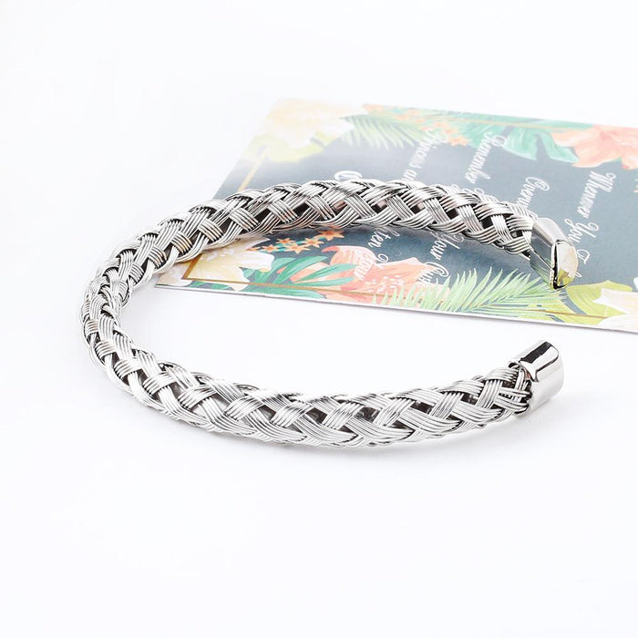 New Wire Rope Braided Bracelet Stainless Steel C-shaped Open Bracelet Bangle