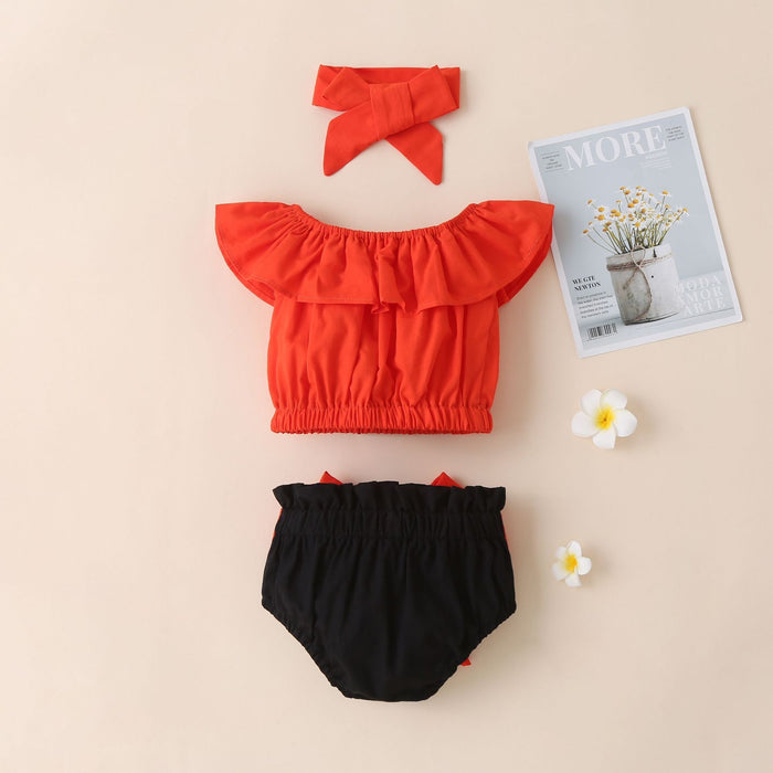 Pullover sleeveless Suit Shorts bow three piece set