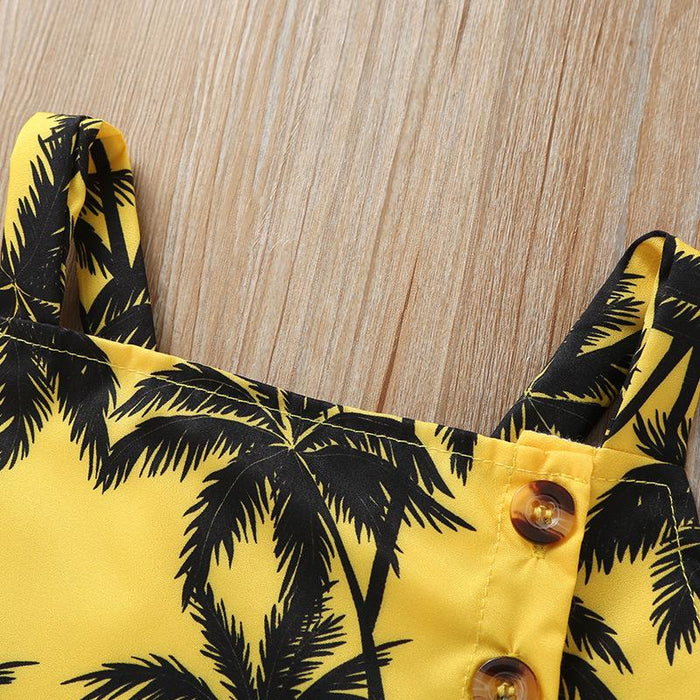 Children's sleeveless vest coconut Print Skirt Set