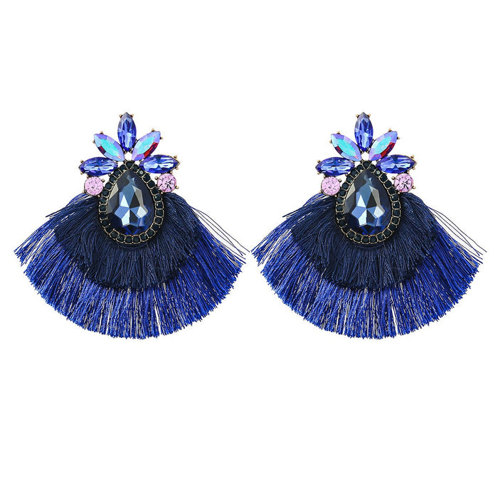 Women's Colorful Rhinestone Alloy Flower Tassel Earrings