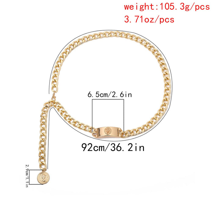 Fashion Portrait Pendant Body Chain Women's Square Waist Chain