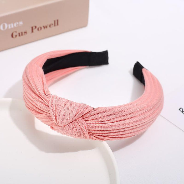 New Flower Headband Women Solid Color Knotted Hairband