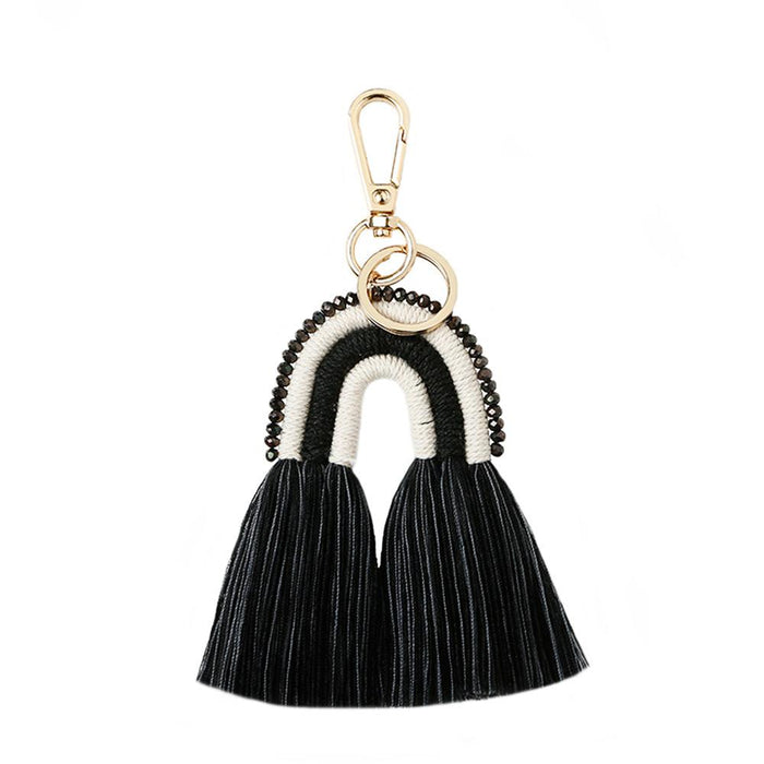 Tassel Keychains Hand Woven Rainbow Pendant
