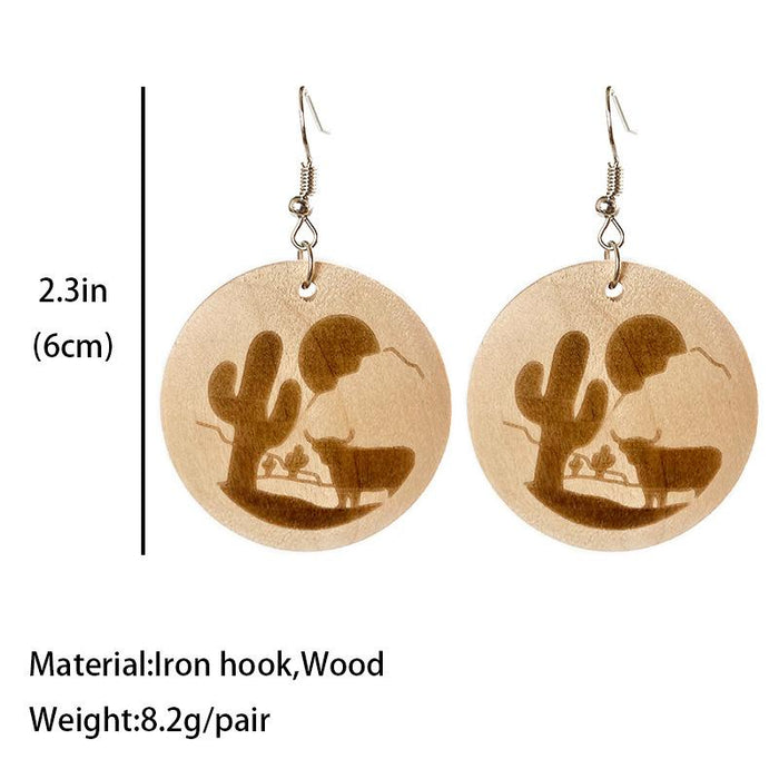 Fashion Personality Solid Wood Women's Earrings Accessories