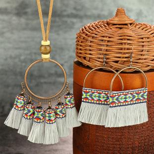 Earring + Necklace Set Handmade Tassel National Style Jewelry