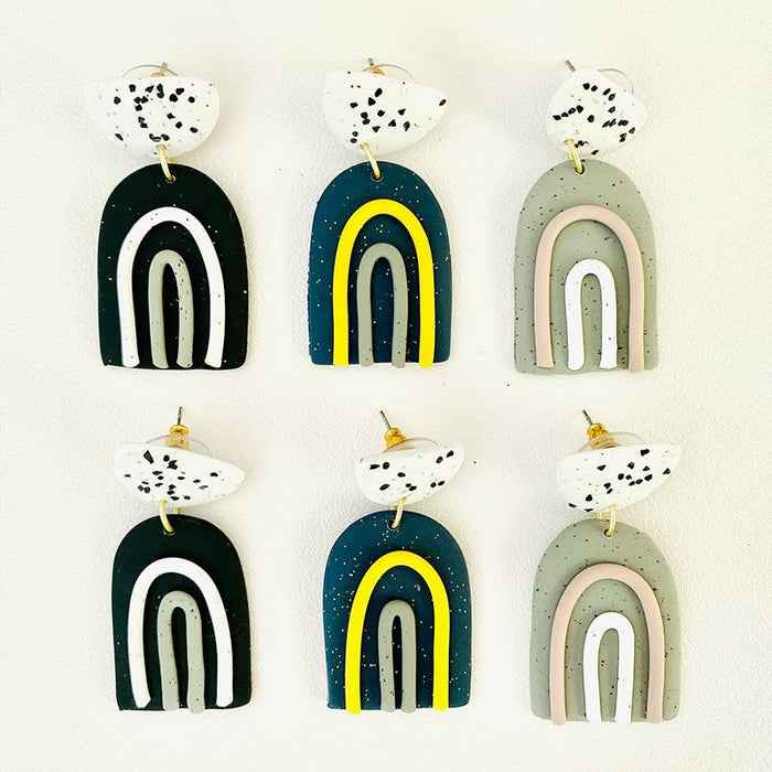 Wave Point Soft Ceramic Earrings Geometric Bow Multicolor Clay Earrings