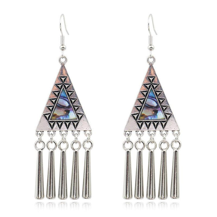 Women's Bohemian Ethnic Silver Peacock Flower Leaf Earrings