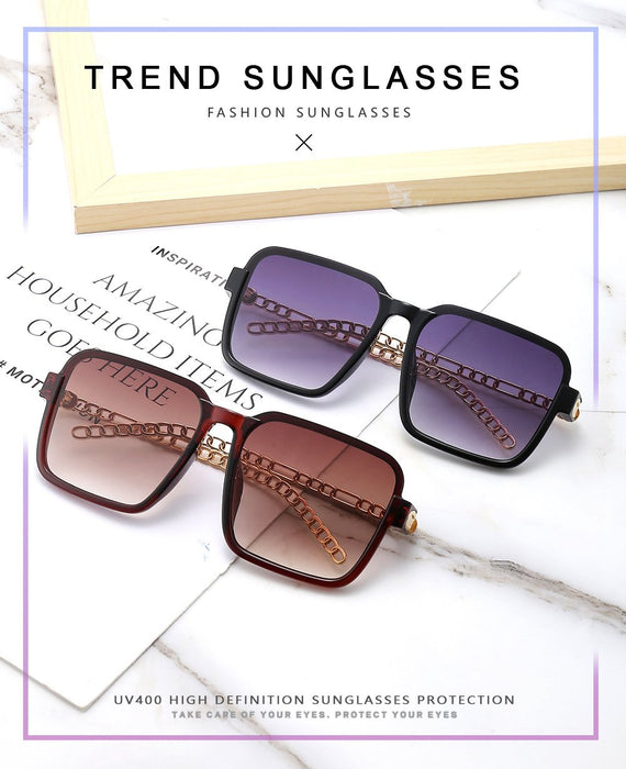 Gradient color black large frame sunglasses