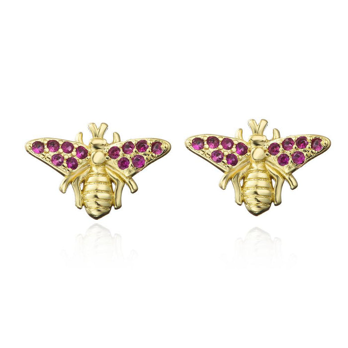 New Insect Series Gold Personalized Zircon Earrings