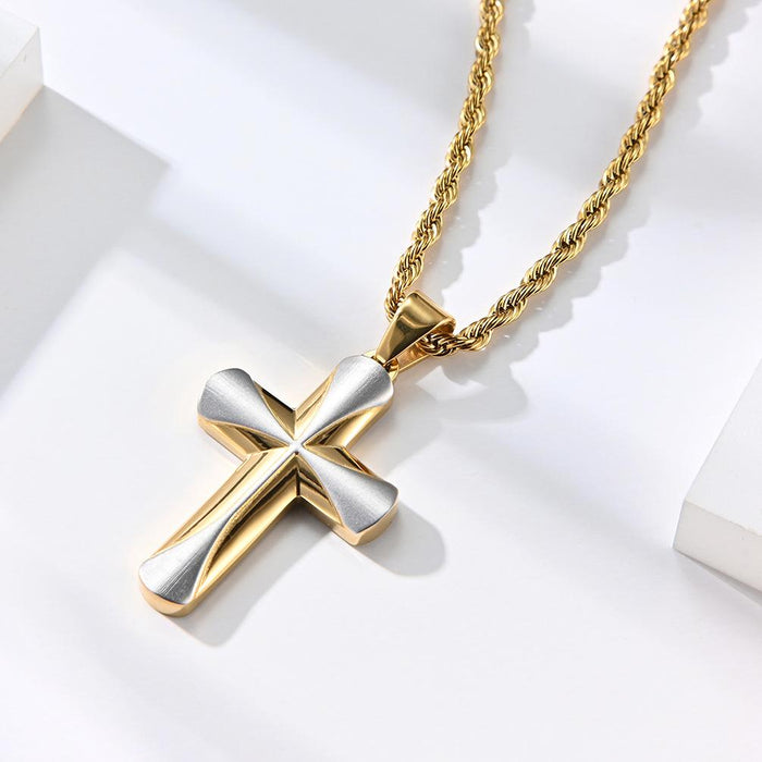 Men's Titanium Steel Stainless Steel Cross Pendant Necklace