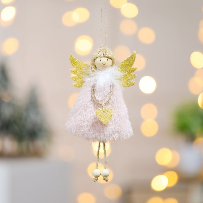 Love Plush Feather Angel Christmas Tree Ornaments