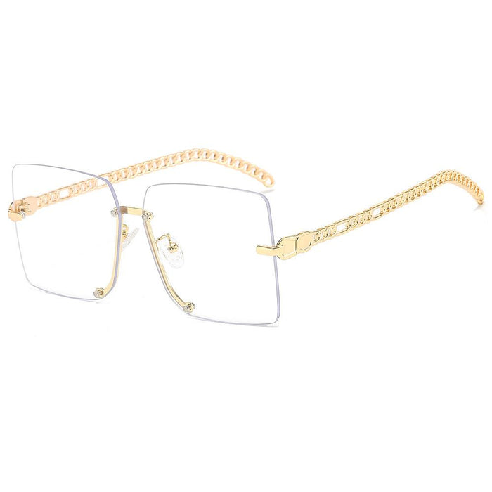 Sunglasses Women's square metal half frame sunglasses