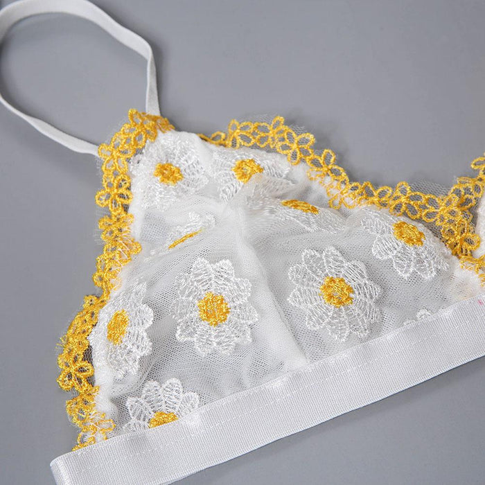 Sexy Garter Underwear Three-Piece Set Embroidered Lingerie