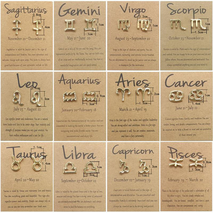 Twelve Constellations Brown Constellation Card Earrings
