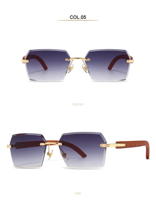 Men's and women's small frame personalized metal rimless Sunglasses