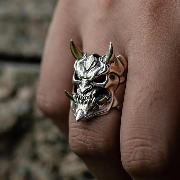 Vintage Gothic Mens Demon Anger Skull Rings