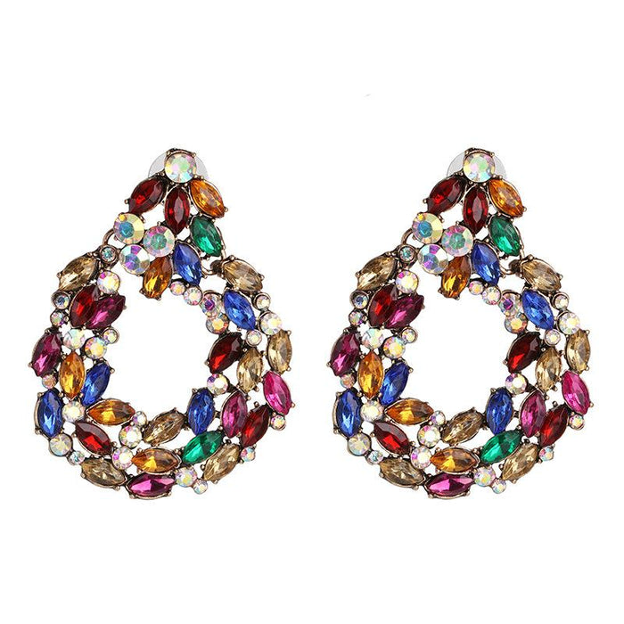 Women's Jewelry Fashion Color Earrings Inlaid Rhinestone