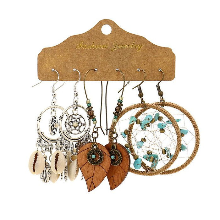 Three-Piece Metal Drop Earrings Set Jewelry