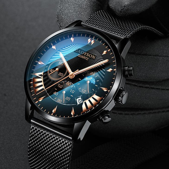 Mens Quartz stainless Steel Wristwatch Business Date Watch Luxury Clock